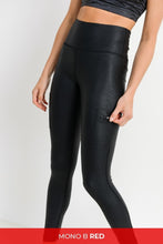 Mono B RED - Triple Zippered Pocket Highwaist Foil Leggings - Black