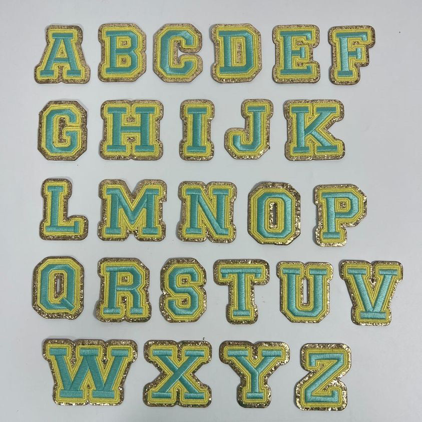 Mint/Yellow Letter Patch Stickers