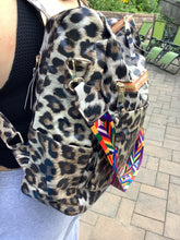 Leopard Vegan Leather Convertible Backpack - Grey or Tan