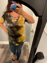 TIE DYE THERMAL WAFFLE V NECK TOP WITH STRAPPED - ASSORTED COLORS