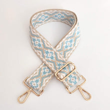 Baby Blue Beige Embroidered Bag Strap