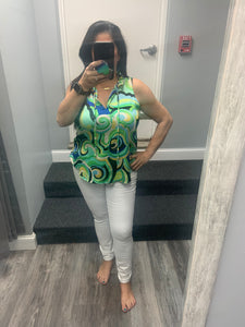 ARIELLA RUFFLE NECK TANK TOP - MULTI