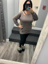 TERRY PULL OVER WITH LASER CUT DETAIL - CHARCOAL or MOCHA