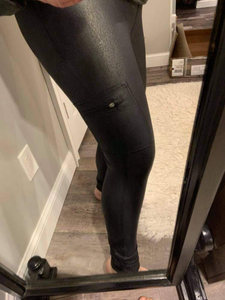 Mono B RED - Triple Zippered Pocket Highwaist Foil Leggings - Black