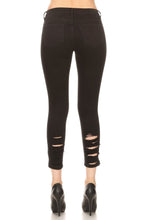 Black Denim Low Rise Jeans With Slashes