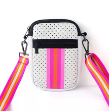WHITE WITH LAVENDER, PINK & ORANGE MULTI ZIPPER NEOPRENE PHONE HOLDER