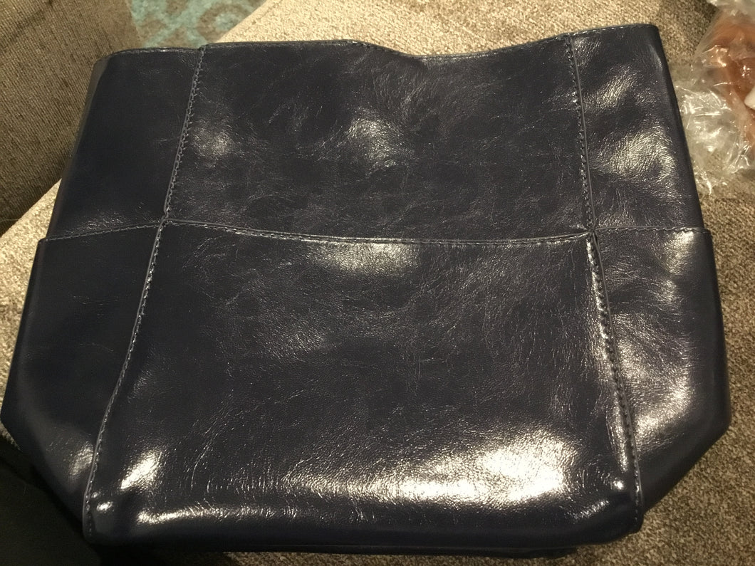 AHDORNED MEDIUM SIZED FAUX LEATHER MULTI POCKET BAG -NO STRAP - NAVY