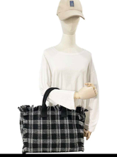 Plaid Fringe Tote Bag - Brown