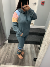 OCEAN DRIVE TIDEWATER GREY OR WHITE W/ MULTI STRIPES BURNOUT COLORBLOCK HOODIE