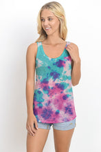 TIEDYE JUNIOR TANK TOP W PRINT - AQUA MIX
