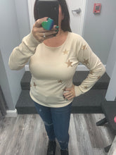 LIGHT WEIGHT GLITTER STAR SCREENED PULLOVER - NATURAL