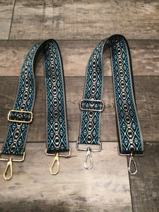 Abstract Adjustable Print Bag Strap - Silver or Gold Hardware