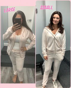 Ocean Drive Brushed Hacci Front Tie Jogger - Heather Pink or Heather Sky Blue
