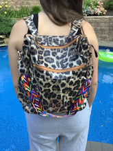 Leopard Vegan Leather Convertible Backpack - Grey or Tan