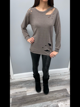 TERRY PULL OVER WITH LASER CUT DETAIL - CHARCOAL or MOCHA