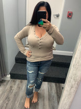POL V-neck Buttondown Long sleeve top - Beige or Watermelon Pink
