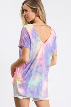 Tie dye cage detail short sleeve top - Purple Multi