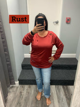 FRENCH TERRY WITH LASER CUT DETAILED SHIRT- ASSORTED COLORS