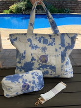 Bling Hamsa Tiedye Canvas Tote Bag, Pouch & Strap Set - Blue or Grey