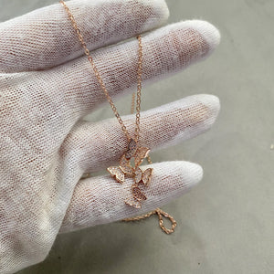 🦋 Cascading Butterflies 18 inch Necklace - Rose Gold