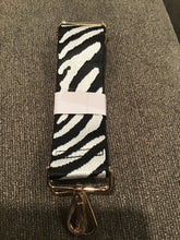 2" ADJUSTABLE ANIMAL PRINT BAG STRAP- BLACK/WHITE ZEBRA- Gold Hardware