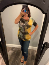 TIE DYE THERMAL WAFFLE V NECK TOP WITH STRAPPED - ASSORTED COLORS