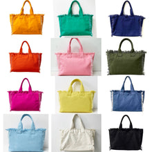 Solid Large Canvas Fringe Tote - Assorted Colors