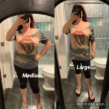 Off the shoulder acid wash tongue LV lips tee 💋
