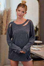 TERRY PULL OVER WITH LASER CUT DETAIL - CHARCOAL or MOCHA