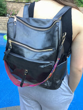 Solid Vegan Leather Convertible Backpack - Black, Camel or Grey