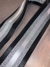 Black/White/Metallic Silver Stripe 2” Adjustable Handbag Strap
