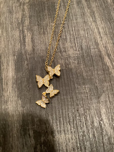 🦋 Cascading Butterflies 18 inch Necklace - Gold
