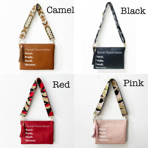 I Speak Italian Vegan Leather Clutch/ Crossbody - Assorted Colors