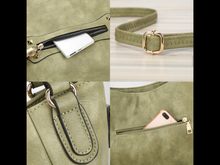 Vegan Leather Woven Flip Rivet Handbag Zipper Closure Crossbody Bag - Assorted Colors