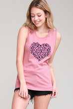 Heart 💕 Leopard Tank - Black, White or Mauve