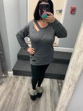 TERRY PULL OVER WITH LASER CUT DETAIL - CHARCOAL or MOCHA