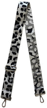 ADJUSTABLE ANIMAL PRINT BAG STRAP- SILVER/BLACK/GREY GROUND LEOPARD