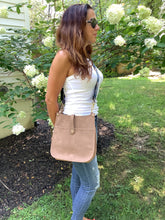 Nubuck Suede Vegan Messenger w/ Abstract Strap - Sand