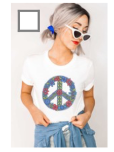 Floral Peace Sign White Tee