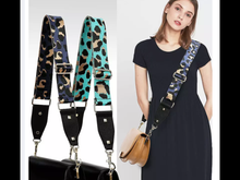 2" ADJUSTABLE ANIMAL PRINT BAG STRAP WITH VEGAN LEATHER  - PURPLE or TURQUOISE