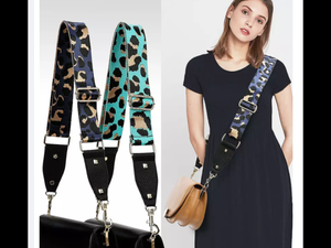 2" ADJUSTABLE ANIMAL PRINT BAG STRAP WITH VEGAN LEATHER  - PURPLE or TURQUOISE