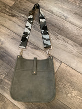 Grey Vintage Vegan Leather Messenger Bag with Choice of 2 Straps