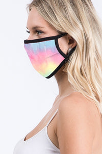 REVERSIBLE AND WASHABLE TIE DYE PRINT FASHION FACE MASK - RAINBOW MULTI🌈