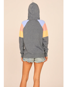 OCEAN DRIVE TIDEWATER GREY OR WHITE W/ MULTI STRIPES BURNOUT COLORBLOCK HOODIE
