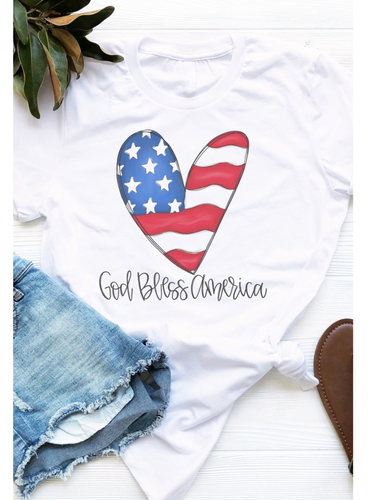God Bless America White Tee