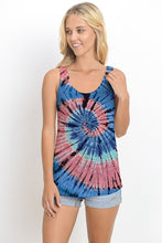 TIEDYE JUNIOR TANK TOP W PRINT- BLUE MIX