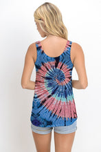 TIEDYE JUNIOR TANK TOP W PRINT- BLUE MIX