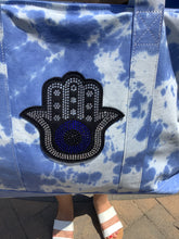 Hamsa Tiedye Canvas Tote Bag, Pouch & Strap Set - Blue or Grey