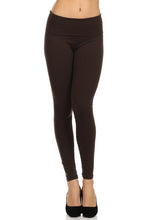 T-PARTY BASIC FOLDOVER LONG SOLID LEGGINGS - BLACK