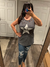 Sleeveless Distressed Crack Star Graphic Tank Top
